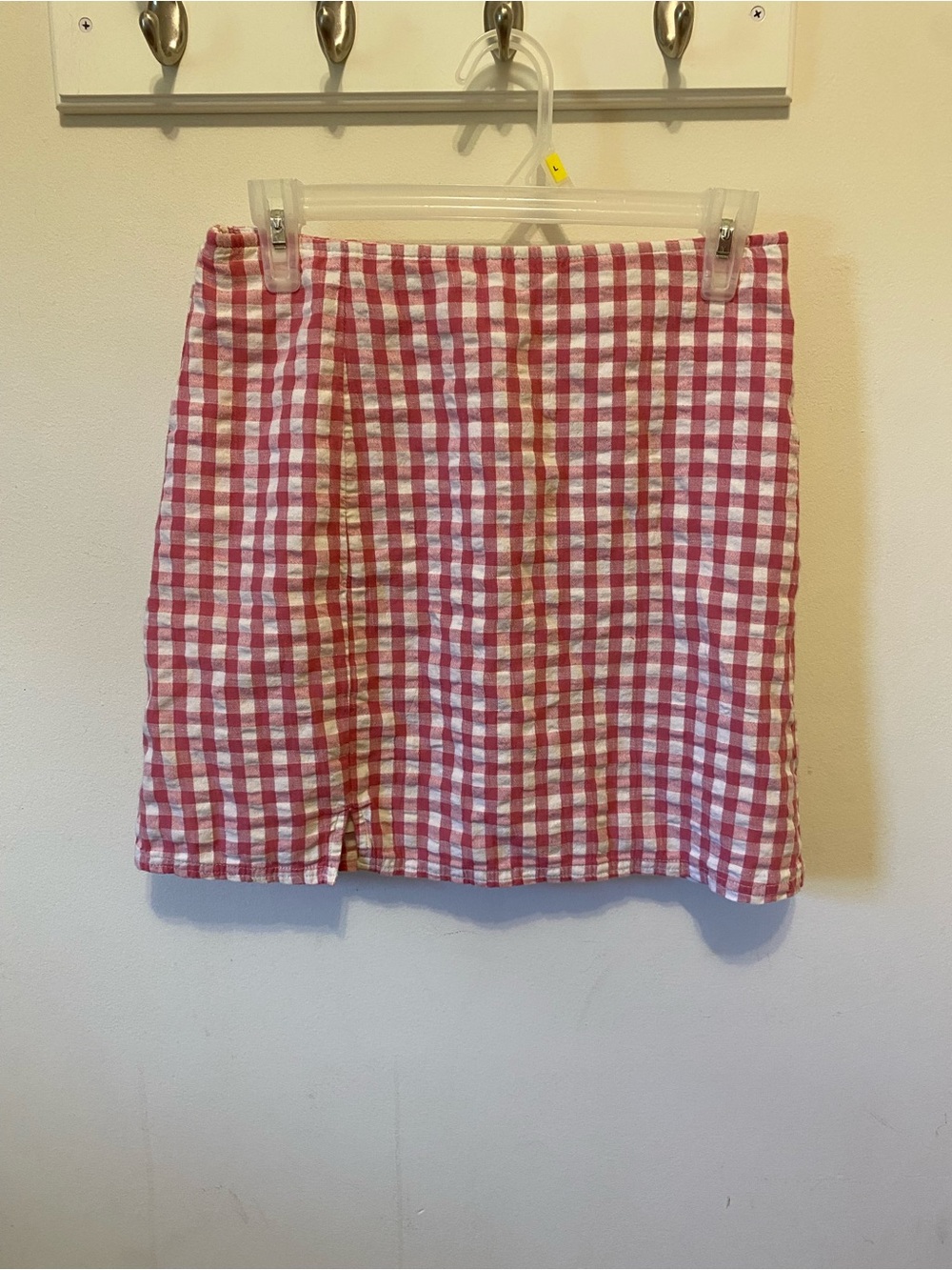 American Eagle fully lined Pink Gingham Mini Skirt size small cotton/linen